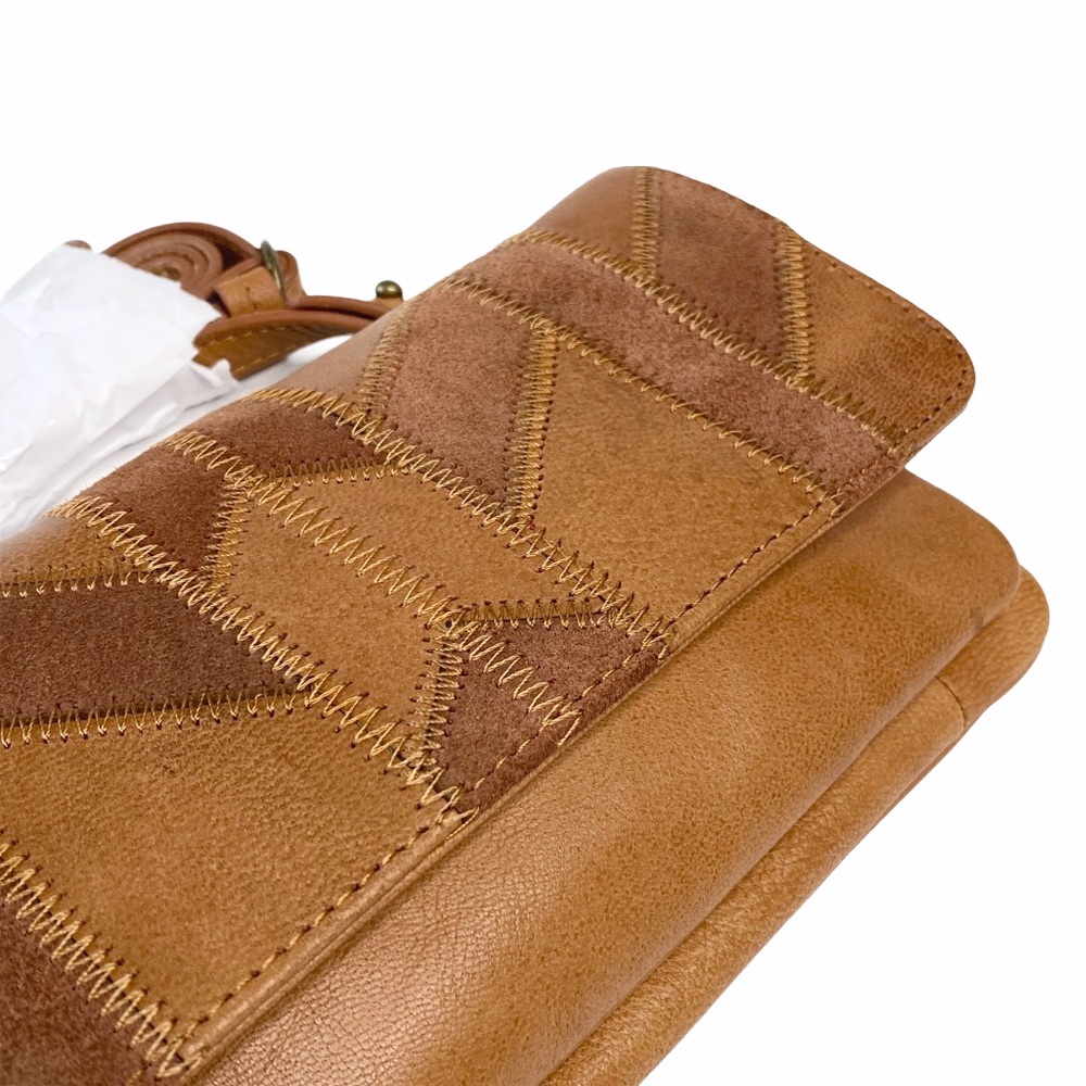 new Lucky Brand ☀︎ Axil Patchwork Leather Crossbody Clutch Handbag ☀︎︎ Cognac - Picture 10 of 17